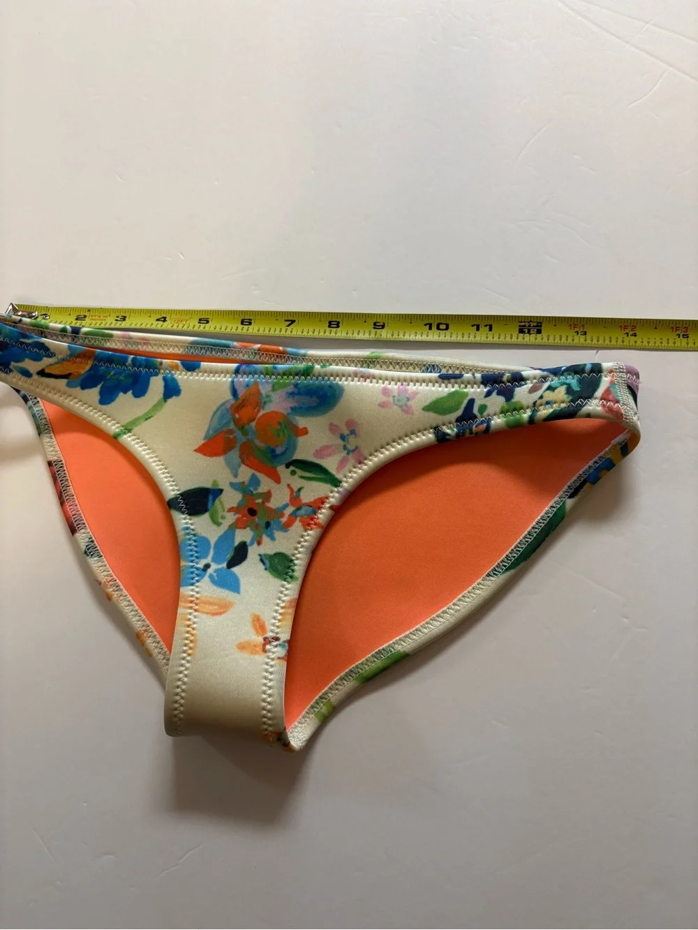 triangl swimwear Orange floral print neoprene Bikini bottom S